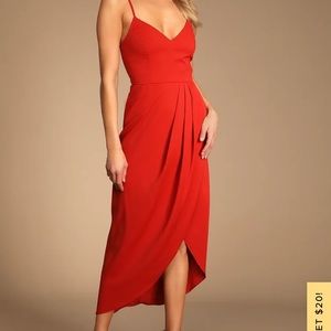 Lulus Reinette Rust Red Midi Dress